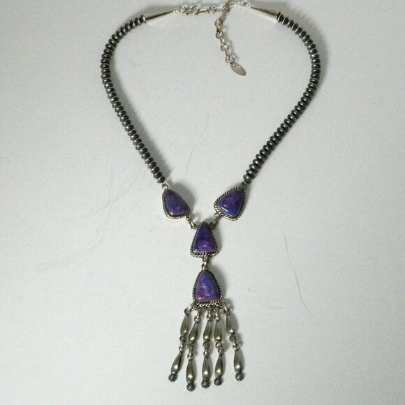 Vintage RB Running Bear Jewelry Purple-Copper Turquoise Necklace - Picture 5 of 7